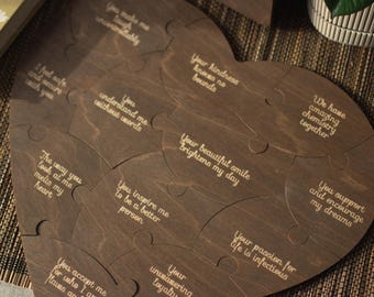 Rompecabezas de madera personalizado "Razones por las que te amo", regalo de aniversario