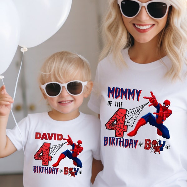 Custom Spiderman Family Birthday Boy Shirt, Boy Spiderman Shirt, Birthday Spiderman Tee,Birthday Boy Gift,Birthday Age Shirt,Custom Birthday