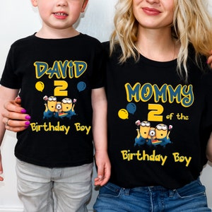 Personalized Mini ons Birthday Shirts, Family Matching Party T-shirts, Family Birthday Boy T-shirt, Custom Minion Birthday Boy Shirt
