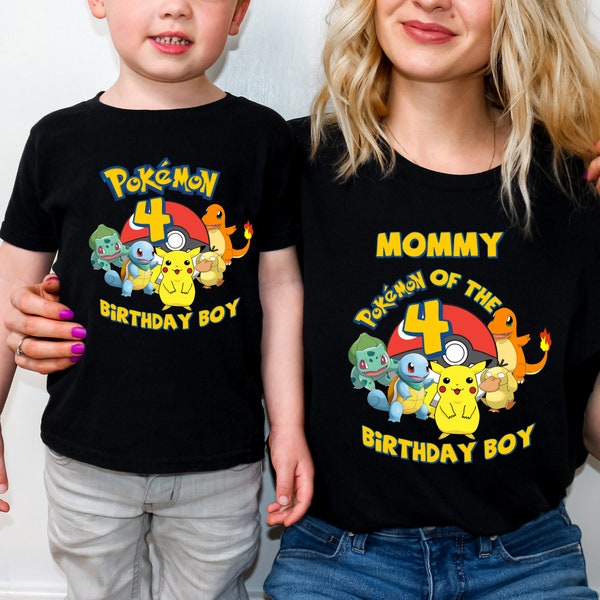 Personalized Pikachu Birthday Boy Shirt,Pokemon Birthday Boy Shirt,Pokemon Shirt, Pokemon Birthday Boy T-shirt,Pokemon Birthday Family Shirt
