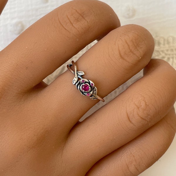 Bague collection Disney et Pandora • bague breloque • fleur rose • la belle et la bête • argent Sterling925 • cadeau femme • enfant •