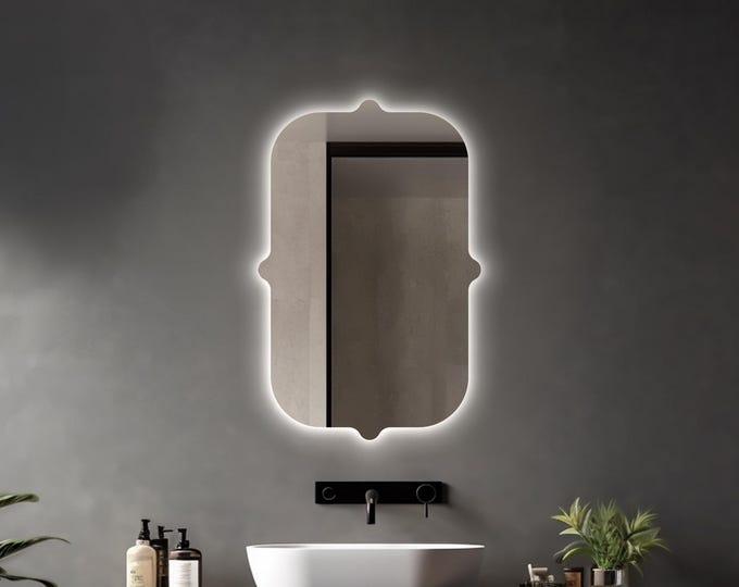 Dimmable Soft Glow Mirror | Asymmetrical LED Wall Mirror for Any Room