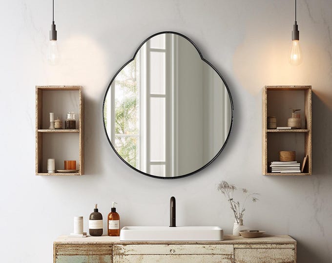 BEAN SHAPED MIRROR | Artistic Wall Mirror | Eye Catching Mirror | Asymmetrical Mirror | Aesthetic Decorative Irregular Modern Wall Mirror