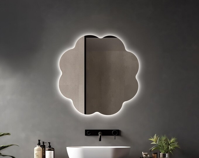 Chic LED Asymmetrical Mirror | Irregular Backlit Design for Stylish Homes
