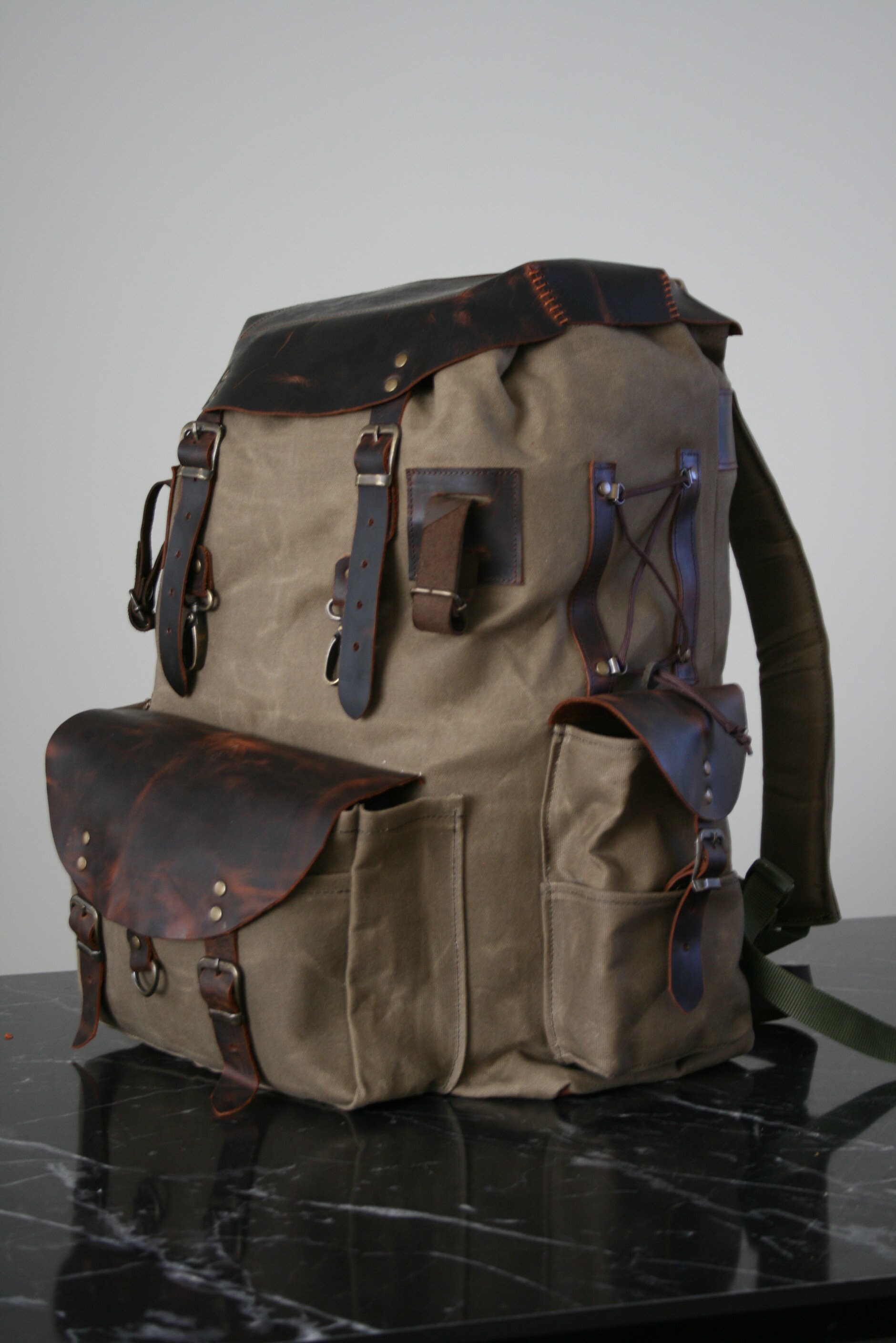 Handmade Waxed Canvas Bushcraft Backpack, Hunting, Bushcraft Bag