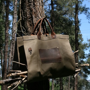Leather and Waxed Canvas Firewood Carrier, Log carrier, Bushcraft Firewood Carrier, Gathering bag/Harvest bag/Log Carrier/Gardening carrier