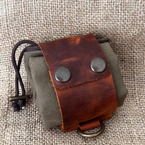 Canvas Waist Bag for Collecting Mushrooms-Leather Camping Products, bushcraft leather pouch, Gift for Camping, Bushcraft Gear, Hiking