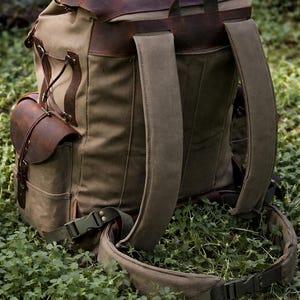 Bushcraft Backpack,leather&canvas Backpack ,waterproof Canvas Rucksack ...