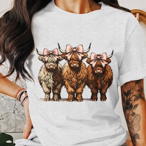 Coquette Highland Cows Valentines Western Instant Digital Download | Trendy Western Designs, Western PNG files, Trendy Shirt PNG Downloads
