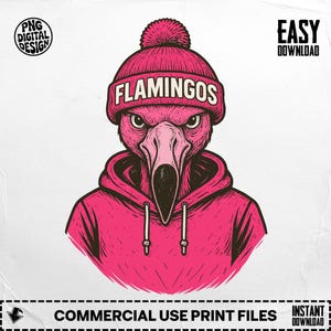 Flamingo Mascot PNG, Sport Team, Funny Animal, Cartoon Flamingo, Sublimation Design, Digital Download, Clip Art, Sports Mascot Png