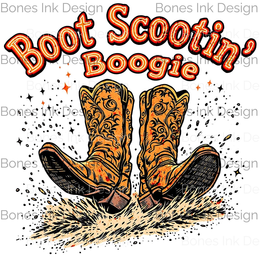 Boot Scootin Design Vintage Western Boot Scootin' Boogie Png Clipart for T-shirts, Mugs ...