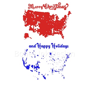 Frohe Weihnachten und schöne Feiertage USA Map Design SVG png für T-shirt und Tumbler Wraps - Festliche PNG Clipart für Sublimation, DTF Transfer