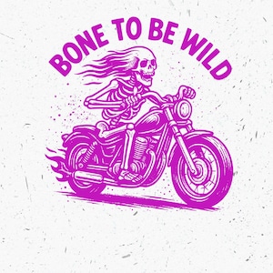 Bone to be wild rétro Clipart PNG SVG, art moto squelette, design motard rocker, graphismes Halloween, image de moto tête de mort