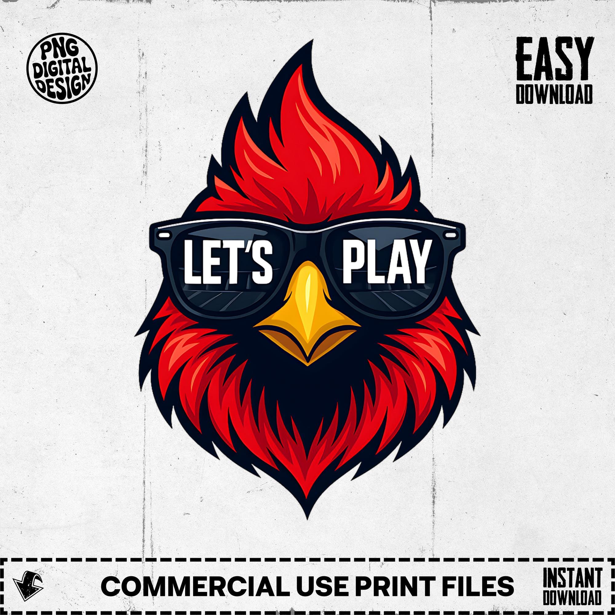 Cardinal Clipart PNG Digital Download – Cool Bird with Sunglasses Mascot Illustration, Sports Team Logo, Sublimation Design