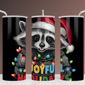 Joyful Holiday Raccoon PNG tangled Christmas Lights Digital Download ...
