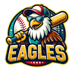 Trendy Baseball Eagle Mascot PNG - Confident Sporty Design for T-Shirt Sublimation and Digital Download - EAGLES, Baseball Team Logo png