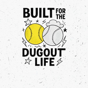 Digitaal, Dugout Life PNG, honkbal softbal ontwerp, handgetekende sport clipart, teamgeest, atleet cadeau, Cricut silhouet sublimatie