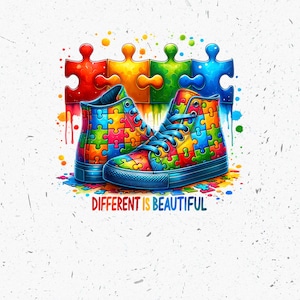 Different is beautiful Autism png sublimation design download, Autism Awareness png, Autism Sneaker png, Autism png design,Autism Design