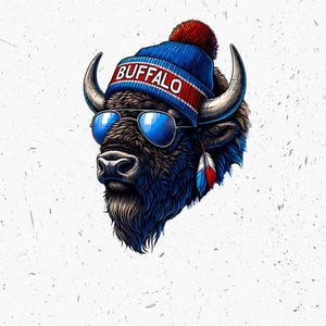 Buffalo Head Football State Team Maskottchen png Clipart mit BUFFALO Text für T-Shirt, Mug Wrap und DTF Transfer Designs