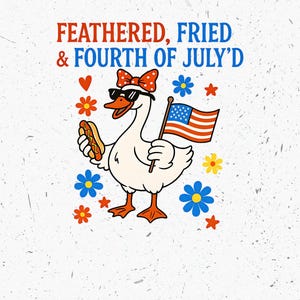 Patriotic Goose Clipart Png, 4th of July Digital Download, American Flag Goose, Summer Clipart, USA Hotdog Goose, Celebration Art