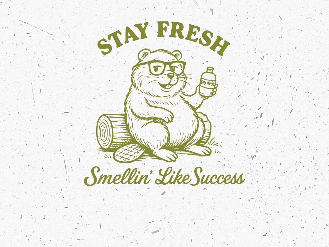 Stay Fresh Beaver PNG, Funny Clean Beaver Sketch, Shampoo and Slogan ...