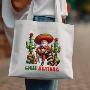 Festive Mexican Santa Claus PNG With Colorful Cacti and FELIZ NAVIDAD