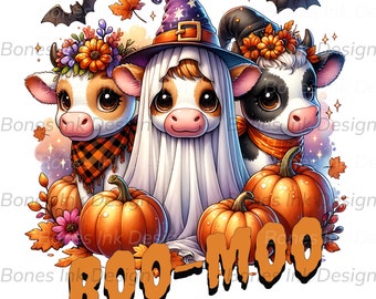 Cute Highland Cow Halloween PNG , Fall Vibes for T-Shirts, Mugs, and Sublimation - Spooky Season Digital Download