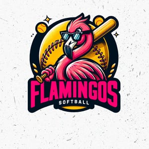 Flamingo Team png, Softball Team png, Digital Download Flamingo png, Flamingo Baseball png, Sports Team PNG, Digital Flamingo Art, Bright
