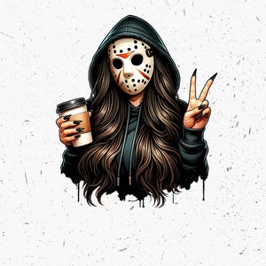Killer Mama Dark Brown Hair Graphic - Spooky Halloween Style for T-Shirt Design, Sublimation, DTF Transfer, and Tumbler Wrap