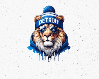 Lion Head Clipart with Text on Beanie and Sunglasses- home Team Mascot PNG Perfect for T-shirts, Mugs, and Sublimation-DTF Transfer