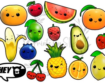 Hey Bear Dancing Fruit Sensory Party, Fruit Vegetable Collection, PNG JPEG Printable Fruits & Vegetables, Digital Download