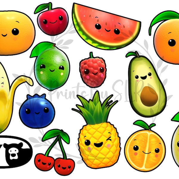 Hey Bear Dancing Fruit Sensory Party, Fruit Vegetable Collection, PNG JPEG Printable Fruits & Vegetables, Digital Download