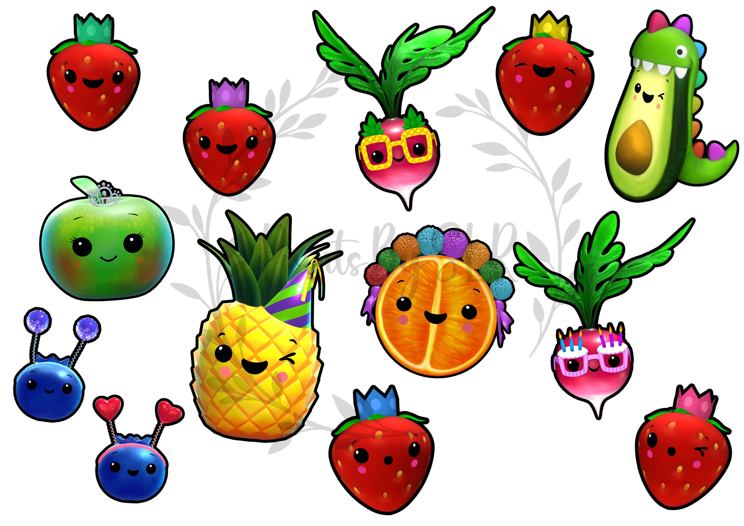 Hey Bear Dancing Fruit Sensory Party, Fruit Vegetable Collection, PNG