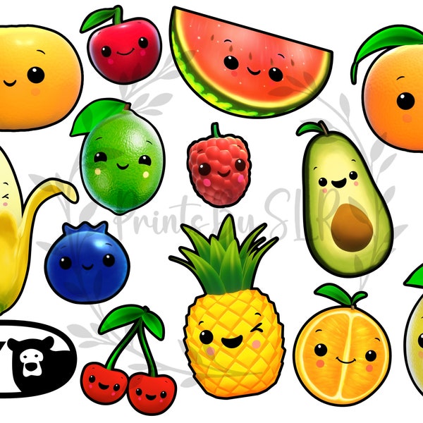 Dancing Fruit Sensory, Fruit Vegetable Party Collection, PNG JPEG Printable Fruits & Vegetables, Digital Download