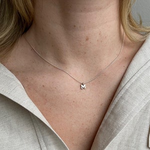 Personalized Sterling Silver Initial M Necklace - Handmade