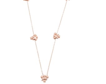 33" Rose Gold Filled Chain Necklace: Dainty Beaded Long Necklace