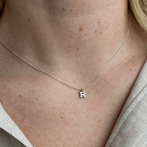 Personalized R Necklace, Letter R Silver Charm, Sterling Silver Charm Necklace, Letter R, Letter R Charm Necklace, Sterling Silver R Charm