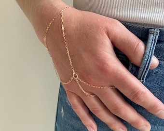 Hand chain, Gold bracelet and ring, Gold chain, bracelet and ring, finger chain, Gold hand chain, 14K Gold Filled custom bracelet, Gold