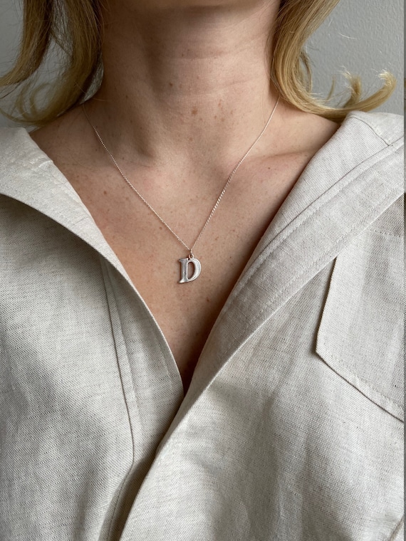 Personalized D Letter Necklace Letter D Sterling Silver Charm Necklace Handmade Sterling Silver Jewelry Silver Chain Necklace D Initial Etsy