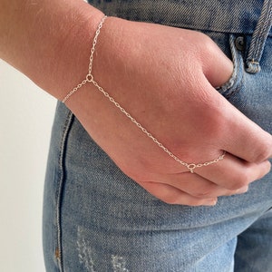 Hand chain, Sterling Silver bracelet and ring, gold chain, chain, bracelet and ring, hand chain, finger chain, gold hand chain, gold, Silver