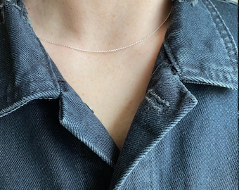 Handmade Sterling Silver Dainty Necklace: 16" Simple Chain