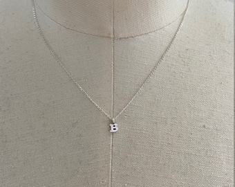 Personalized B Silver Charm, Sterling Silver Chain Necklace, Letter B, Initial B Charm Necklace, Personalized B Necklace, Initial B