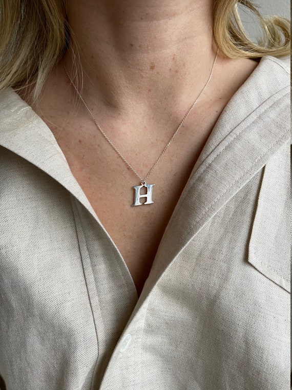 Elaina Rose Gold Stainless Steel H Initial Necklace - J GOODIN