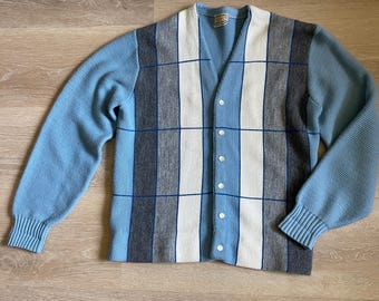 Vintage Orlon by Campus Alpaca Stitch V Neck Cardigan Button down Grandpa Rockabilly Style