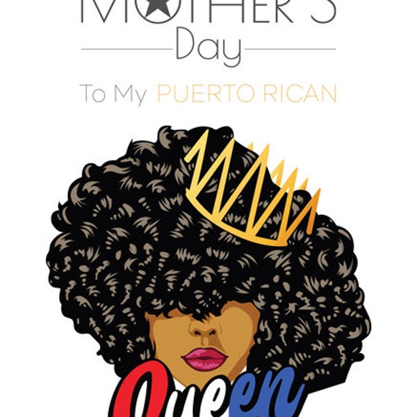 Puerto Rican Mother's Day Card, Puerto Rican Mum / Mom, Black Mother's day card, Caribbean Mothers Day Card