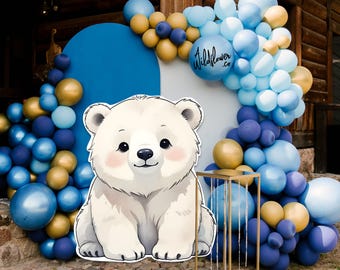 Adorno para cupcakes de oso polar y recorte, soporte para animales, linda decoración para fiestas, decoración para tartas, accesorio para stand de zoológico en formato PNG y PDF
