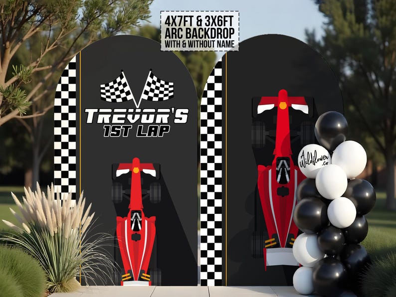 F1 Race Car Custom Name Arch Backdrop Decoration Standee, Party Booth ...