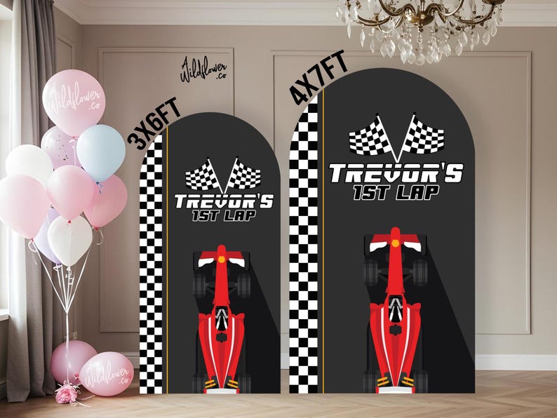 F1 Race Car Custom Name Arch Backdrop Decoration Standee, Party Booth ...