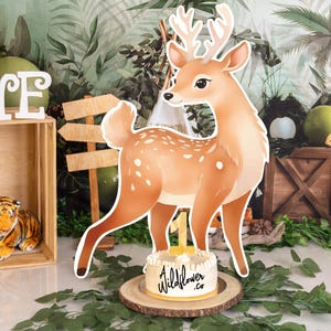 Deer Watercolour cut out, Large Resizable animal standee, cute party decor, cupcake topper decoration, zoo booth prop in PNG PDF