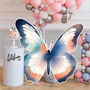 Decorazione a farfalla con acquerello, sagoma ridimensionabile di un grande insetto per feste, decorazione per topper per torte, accessorio per stand in formato PNG PDF